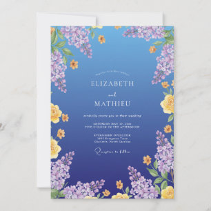 Invitation Mariage Peint au Lilas Bleuet