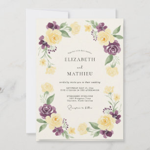 Invitation Mariage peint au maïs violet