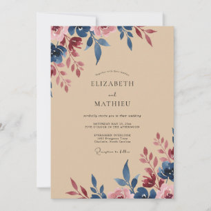 Invitation Mariage peint au Merlot de minuit