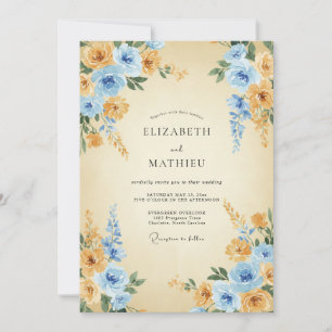 Invitation Mariage peint au miel azuré