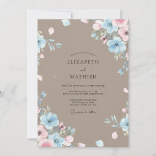 Invitation Mariage peint au style Moka Pervenche