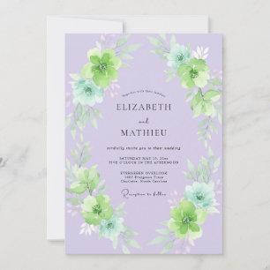 Invitation Mariage Peint au Vert Citron Pervenche