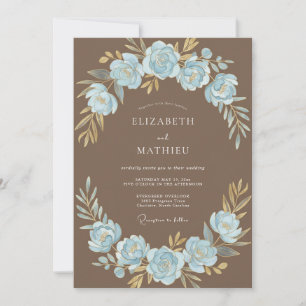 Invitation Mariage peint azur taupe