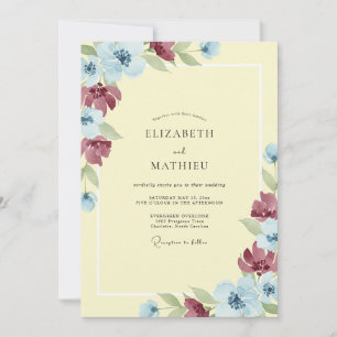 Invitation Mariage peint Burgundy Primrose