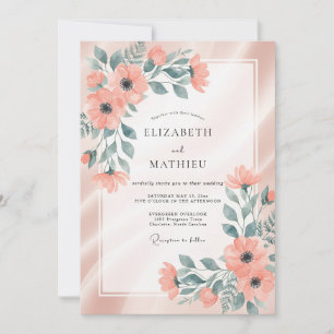 Invitation Mariage peint Coral Aqua