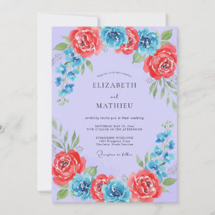 Invitation Mariage peint de corail azur