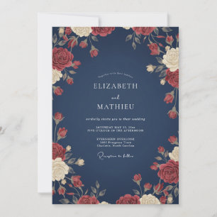 Invitation Mariage peint de saphir cramoisi