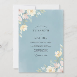 Invitation Mariage peint de Wildflower Slate Yellow