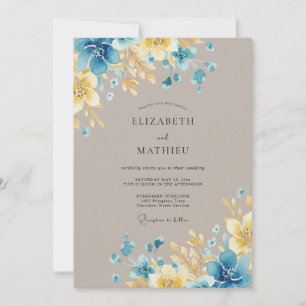 Invitation Mariage peint doré d'azur