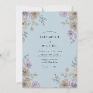 Invitation Mariage Peint en Bleu Poudre