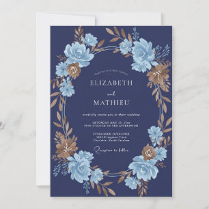 Invitation Mariage peint en bronze indigo