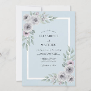 Invitation Mariage Peint en Gris Acier