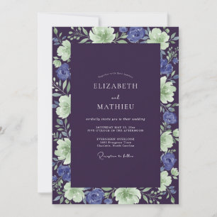 Invitation Mariage peint en indigo mint