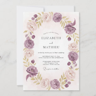 Invitation Mariage peint en lavande mauve