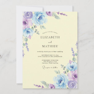 Invitation Mariage peint en lilas jaune pâle