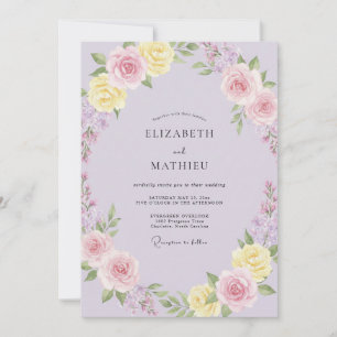 Invitation Mariage peint en lilas pâle