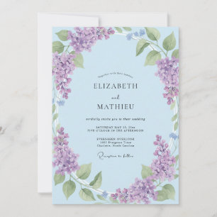 Invitation Mariage peint en lilas Pervenche