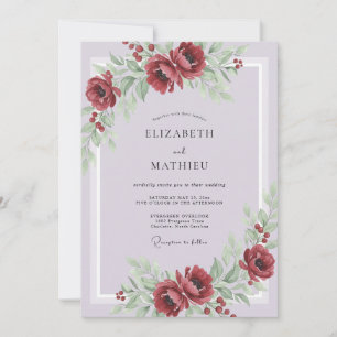 Invitation Mariage peint en mauve cramoisi
