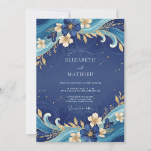 Invitation Mariage peint en or saphir
