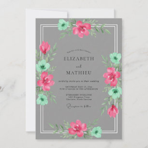Invitation Mariage Peint en Rose Menthe