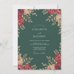 Invitation Mariage peint en sarcelle foncée