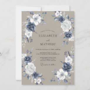 Invitation Mariage Peint en Taupe Ardoise