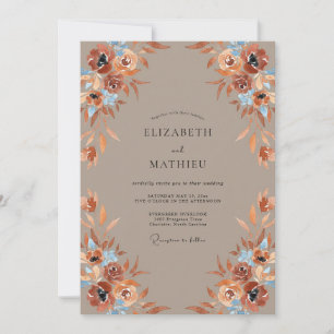 Invitation Mariage Peint en Terre Cuite Taupe