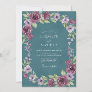 Invitation Mariage Peint en Violet Ardoise