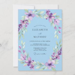 Invitation Mariage Peint en Violet Ciel