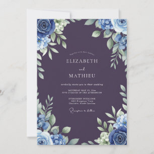 Invitation Mariage peint Prune Bleuet