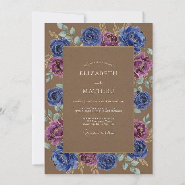 Invitation Mariage peint Sienne Améthyste (Devant)