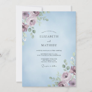 Invitation Mariage Peint sous le Ciel de Prune
