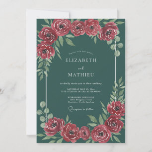 Invitation Mariage peint sur ardoise carmin