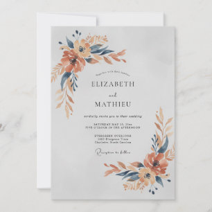 Invitation Mariage Peint sur Ardoise en Terre Cuite Douce