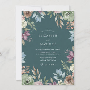 Invitation Mariage peint sur ardoise profonde