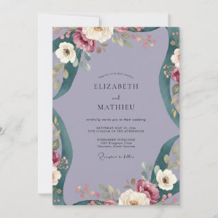 Invitation Mariage peint violet Bourgogne