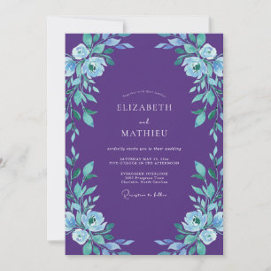 Invitation Mariage Peint Violet Pervenche