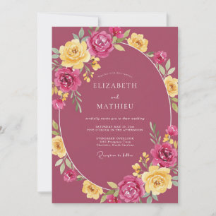 Invitation Mariage Peinture de Pivoine Mauve