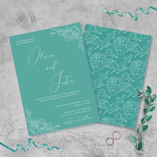 Invitation Mariage Peony Elegance (Créateur téléchargé)