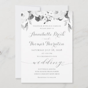 Invitation Mariage Peony noir et blanc