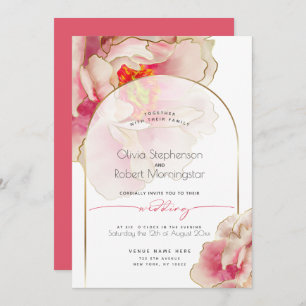 Invitation MARIAGE   Peony Rose de corail exotique