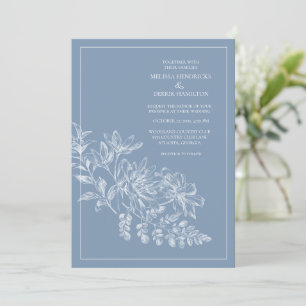 Invitation Mariage périphérique bleu trait