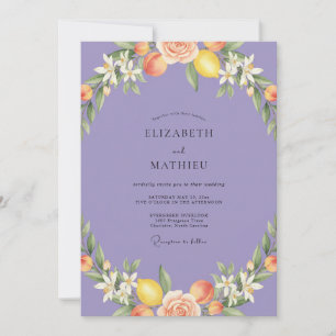 Invitation Mariage Periwinkle Citron Pêche Eucalyptus