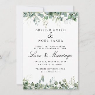 Invitation Mariage personnalisable au joli eucalyptus 