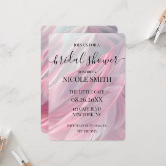 Invitation Mariage personnalisé avec plumes roses