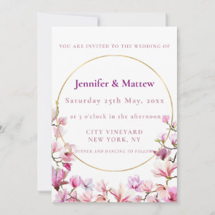 Invitation Mariage personnalisé de magnolia rose délicat