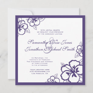 Invitation Mariage personnalisé des fleurs d'hibiscus mauves 