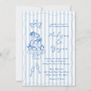 Invitation Mariage Personnalisé Minimaliste et Chic Bleu Fran