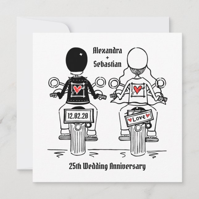Invitation Mariage personnalisé moto anniversaire de mariage  (Devant)
