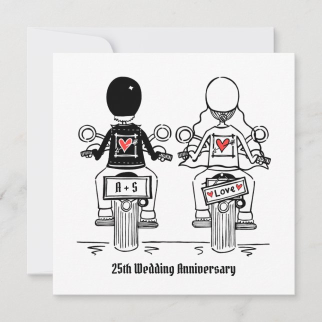 Invitation Mariage personnalisé moto anniversaire motard (Devant)